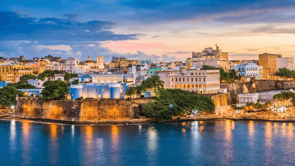 Old San Juan skyline at golden hour
